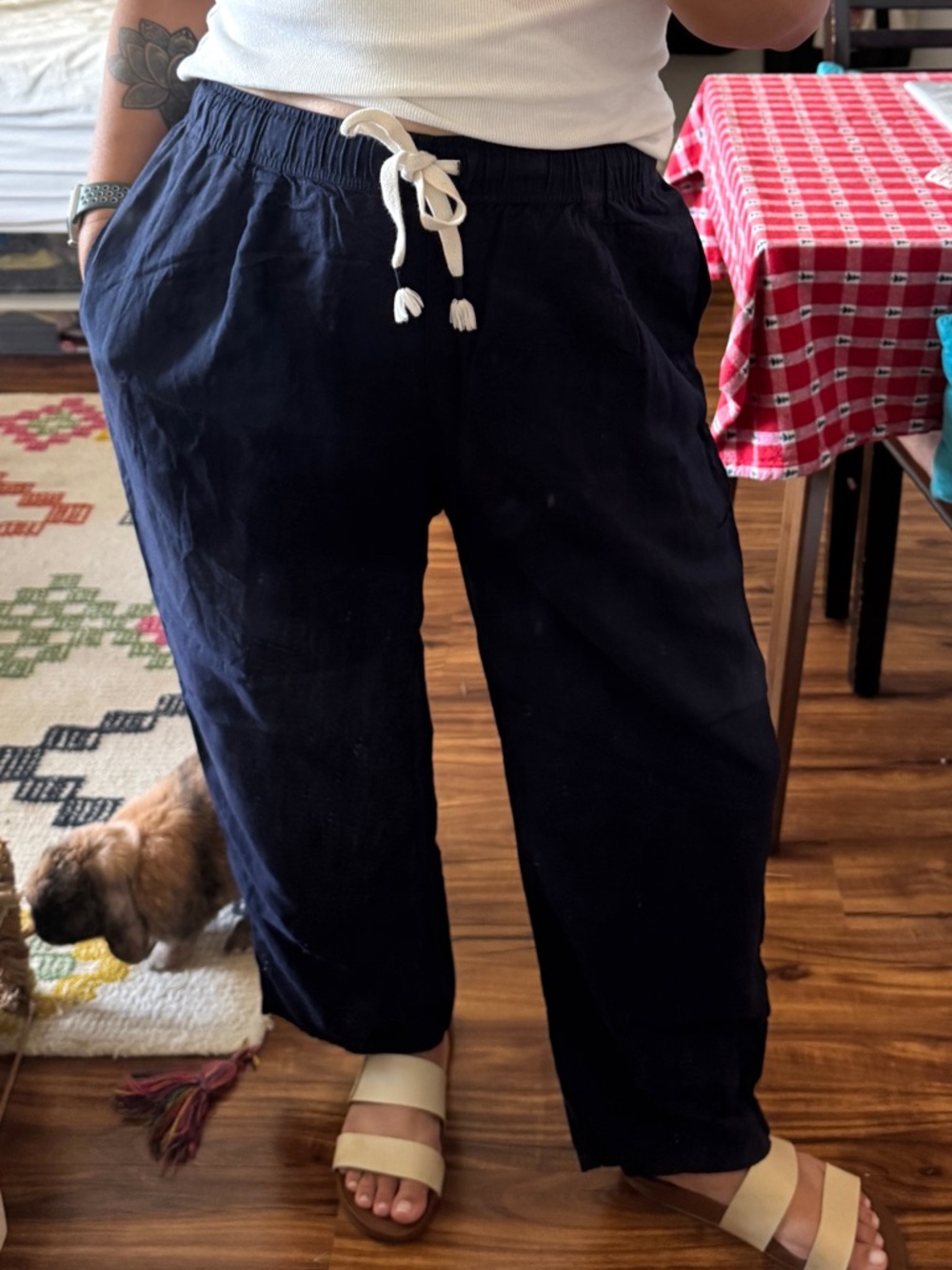 Uniqlo Women’s Navy Blue Relaxed Elastic Waist Pull On Drawstring Pants XL Fall